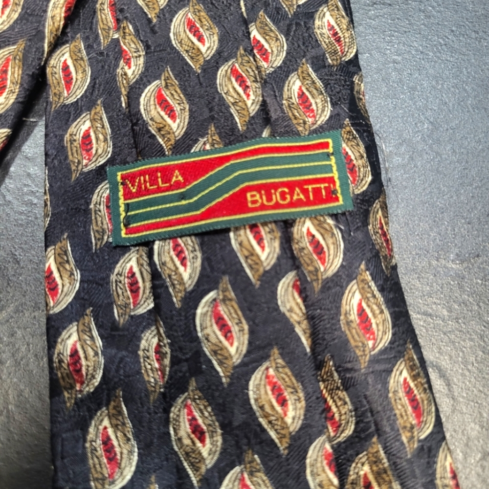 Villa Bugatti Necktie Black with Gold Accents